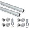 Emuca - Kit tubo per armadio rotondo D. 28, 1150 mm, alluminio, Anodizzato opaco, Lotto di 2