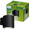 Philips Fylx, Applique da esterni con lampadina LED GU10, Nero | Luce bianca calda, Resistente a intemperie, Alluminio durevole, Design moderno