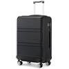 KONO Bagaglio a Mano Valigia Materiale ABS Leggero e Resistente con 4 Ruote Rotanti 55 cm, 37L (Nero)