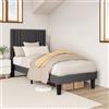 Bealife Letto Imbottito con Rete a Doghe in Legno e Metallo Struttura Letto,Antirumore Struttura Letto con Supporto Doghe，Spazio di Archiviazione Sotto al Letto (Grigio Scuro, 90x200cm)