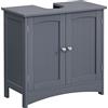 VASAGLE Mobile Sottolavabo per Bagno, Mobiletto da Bagno, Mobile Sottolavandino con 2 Ante, Ripiano Regolabile, Capiente, Stile Country, 30 x 60 x 60 cm, Grigio BBC001G01