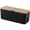 FRCOLOR Scatola Organizer Cavi Coperchio in Legno Nero, Box