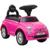 AIYAPLAY Macchina Cavalcabile per Bambini 12-36 Mesi Licenza Fiat con Musica, Clacson e Vano Sottosedile in PP, Rosa | Aosom Italy