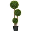 HOMCOM Pianta di Bosso Artificiale a 3 Sfere con Foglie di Bambù, Vaso Incluso, Altezza 110 cm, Verde | Aosom Italy