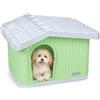 VOUNOT® Cuccia per Gatti e Cani Impermeabile con Tetto Inclinato, Casetta per Gatti da Esterno Aerazione e Piedini Antiscivolo, Cucce Confortevole per Gatto Cane o Coniglio, 60x51x41 cm, Verde