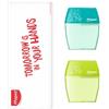Maped - Set di 2 temperamatite shaker - 2 fori e serbatoio traslucido - blu e verde