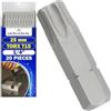 MONTERAL 20 Pezzi Inserti per Avvitatore Professionali T15 x 25 mm - Torx Set con Gambo Esagonale 1/4 - Set Punte Avvitatore Realizzato in Acciaio Legato S2 - MONTERAL