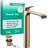 hansgrohe Vivenis 75040140 - Miscelatore per lavabo con scarico a tirante, altezza 250 mm, miscelatore per lavabo a risparmio idrico (EcoSmart), bronzo spazzolato