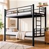 Movviq Letto a Castello Per Adulti 90 X 200 Cm, Letto a Castello per Bambini Con Ringhiera Di Sicurezza, Letti a Castello ln Metallo Trasformabile ln 2 Letti Singoli, Adatto Per Adolescenti E Adulti