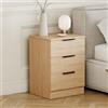 Vida Designs Trega - Comodino a 3 cassetti in legno di pino, compatto e salvaspazio, 50 x 39 x 28 cm (altezza x larghezza x profondità), con cassetti scorrevoli, maniglie nere moderne, ideale per