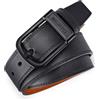 MACBORO Cinghia di cuoio di viaggio di plastica ipoallergenica libera del nichel della cinghia approvata dello Tsa del metallo, nero, Size 37 (Fits Pants Size 31-33)