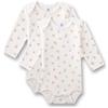 Sanetta Body per neonato (confezione doppia) a maniche lunghe con fiori beige, body di alta qualità e sostenibile per bambine in 100% cotone biologico., beige., 80