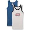 Sanetta Canottiera Intima da Ragazzo (Confezione Doppia) Blu e Beige con Camion dei Pompieri | Canottiera Intima di Alta qualità e sostenibile per Ragazzi in Cotone Biologico., Beige., 92