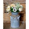 Venalys Bidone da latte in metallo zincato, stile vintage, vaso decorativo per fiori, brocca rustica francese per il latte per la decorazione della casa, altezza di 18,3 cm