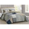 Chezmoi Collection - Addy, set di 3 pezzi con trapunta patchwork, a quadri, in cotone prelavato, leggero, copriletto reversibile, per tutte le stagioni, misura king-size oversize, blu marino, bianco,