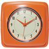Infinity Instruments - Orologio da parete retrò quadrato da 22,9 cm, silenzioso senza ticchettio, moderno di metà secolo, orologio da cucina, da ufficio, vintage, decorativo, arancione