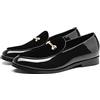 WOkismD Mocassini da Uomo Scarpe Eleganti da Cerimonia Nuziale in Pelle Classiche da Uomo d'Affari Oxfords Retro Slip On Shoes con Finiture in Metallo,Nero,39