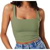 Artfish, Canotta da Donna Senza Maniche, Scollo Quadrato, Doppio Strato, per Allenamento, Fitness, Casual, Verde Oliva, S