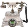 OEM Telefono vintage con cavo, dimensioni 24*27*16,5 cm, modello da tavolo, colore bianco e bronzo, richiede montaggio