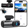 WOLFANG Dash Cam Auto 4K, Doppia WiFi Dashcam per Auto, Telecamera Auto 170° Grandangolo, Visione Notturna,G-Sensor, WDR, Monitor di Parcheggio, Registrazione in Loop