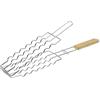 RUECAB 1083 Rack di Barbecue Doppio Acciaio Inox per 6 Salsicce Manico Legno Argento 2 x 9 x 48 cm