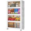 PurKeep Scatole Plastica con Coperchio, 35L*4 Contenitore con Coperchio | Scatole Portaoggetti con Porte e Ruote, Pieghevole Cassettiera in Plastica, bianco, 4 confezioni