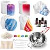 safona Set per realizzare candele fai da te, con 1000 g di cera di soia, 5 stampi in silicone, 4 oli profumati, vaso per sciogliere la cera, blocchi di colore, stoppini e supporti per stoppini, kit per la