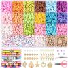 BOMULEZG Set Di Perline Argilla Fai-da-te Kit Perline Di Argilla Polimerica Piatte Rotonde Perline Heishi 24 Colori Di Perline Piatte In Argilla Polimerica Fatte a Mano, per Collana, Fai Da Te (Macaron)