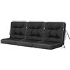 Bjird Cuscino per Panchina - Cuscini Morbidi per Seduta e Schienale, Cuscino per panche da giardino a dondolo, Cuscino per panca altalena Hollywood - 180 cm (3 x 60 cm) - nero