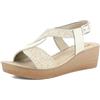 inblu Sandali Donna a Zeppa con Cinturino Regolabile, Plantare in Pelle Imbottito, Ghiaccio, 39 EU