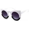 HPIRME Occhiali da sole rotondi Cat Eye Donna Vintage Bianco Nero Occhiali da sole Cateye da donna