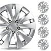 SUVOO Set 4 Copricerchi Auto Universali in ABS, Coppe Ruota per Cerchi in Acciaio con Anello Metallico di Fissaggio, Nero/Argento, Installazione Rapida (15.0, Pollici, STORM)