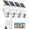 COOAU 4MP Telecamera Wi Fi Esterno Senza Fili Kit 4 Cam e Oannello Solare