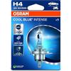 OSRAM COOL BLUE INTENSE H4, +100% di luminosità in più, fino a 5.000 K, lampada frontale alogena, aspetto LED, blister singolo (1 lampada)