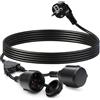 DewinLVD Cavo di Prolunga 3 metri con 2 prese Schuko Prolunga Elettrica IP44 Prolunga Ciabatta H05VV-F 3G 1,5mm², 250V/16A, adatto per giardino, officina, cantiere 3M