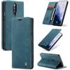 SLWYF Cover Compatible con OnePlus 7 Pro, Retro Flip Caso in PU Pelle Premium Portafoglio Custodia Resistente Protezione Chiusura Magnetica Case per OnePlus 7 Pro - Blu verde