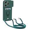YFSYLL Cover Compatibile con Oppo Realme C61 / C63 con Cordino,Custodia con Cordino Silicone Cover,Protezione Fotocamera,360°Anello Supporto,Porta Carte,Verde Scuro