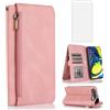 Asuwish Custodia per Samsung Galaxy A80, con pellicola protettiva per carte di credito, pieghevole, in pelle, con supporto A 80, colore: oro rosa