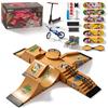 BORDRISE Fingerskateboard Set 6 in 1 Finger Skatepark con 6 rampe 6 tavole | Set di skateboard per bicicletta, monopattino, set da gioco mobile per tavolo e viaggi