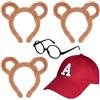 baotongle 5 pezzi Chipmunks Costume Set 3 Chipmunk Orecchie Fascia 1 Montatura Occhiali 1 Cappello Rosso per Carnevale Halloween Festa Animale Costume Accessori