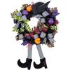 FGHB Corone di Halloween per porta anteriore, 24 pollici di strega corona con cappello streghe gambe zucca, per porta, portico, finestra, decorazione di Halloween all'interno e all'aperto