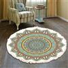 Duories Tappeto rotondo in cotone bohémien, lavabile, tessuto a mano, con nappe, per camera da letto, corridoio, soggiorno, tavolino da caffè, lavabile in lavatrice, 100 cm, fiori #23