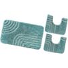 emmevi Tappeto Bagno Soffice Parure Set 3 Pezzi A Righe Moderno Assorbente Antiscivolo Lavabile Azzurro