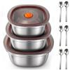 AVENHO Contenitori per Alimenti con Datario, 3 Pezzi (1500ml, 2000ml, 2500ml), 304 Acciaio Inox, Coperchio Ermetico, Lavabile in Lavastoviglie, Ideale per Pranzo, Picnic e Palestra