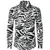 PARKLEES Camicia da uomo in raso con bottoni a maniche lunghe con stampa in seta hipster slim fit, Zlcl36-109-nero Bianco, S