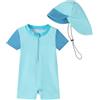 WYTbaby Costume da Bagno per Bambini, Costume da Bagno Intero per Ragazzi, Costume da Bagno Estivo a Manica Corta per Neonati da 3 Mesi a 3 Anni, Azzurro, 6- 12 Mesi