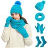 MaNMaNing Set Invernale Donna con Cappello di Lana Sciarpa Guanti e Calze 4 Pezzi Coordinati Morbidi e Caldi Perfetto per Regali di Natale per Un Look Completamente Abbinato Durante la Stagione Fredda Moda