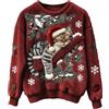KBOPLEMQ Maglione natalizio da donna con stampa 3D di gatto, divertente, in flanella, top elegante, morbido, da transizione, elegante, alla moda, maglione vintage, natalizio, costume di Natale, O