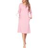 Wikoan Camicie da Notte da Donna Maniche Lunghe Cotone Rosa Chiaro,XL