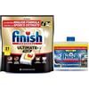 Finish Kit Lavastoviglie, 31 Pastiglie Ultimate Plus al Limone contro lo Sporco e i Residui Incrostati e 1 Cura Lavastoviglie al Limone da 250ml